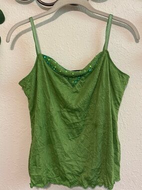 Y2K Green Fairy-core Beaded Sequined Cami Top💕